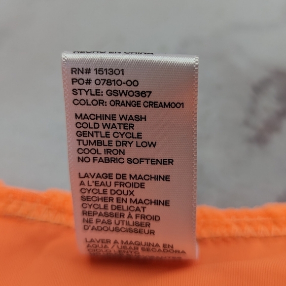 Good American Swim Bottom Women 2 Medium Orange Jacquard High Rise Good Cheeky - Picture 10 of 12